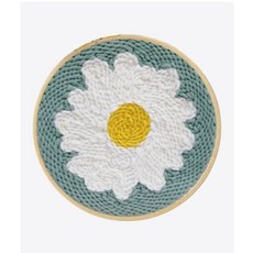 미니겟 펀치 니들 키트 만들기 프랑스 자수 도안 + 전용 바늘 세트, 원형, 식물과 자연, 1개