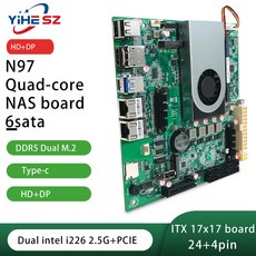 N97 N150 NAS DDR5 보드 ITX 미니 서버용 라우터 I226 소프트 5G 17X17CM 마더보드 인텔 SATA3, 없음