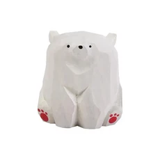 수제 작은 고양이 토끼 모델 어린이 조각 동물 나무 캐릭터 만화 장식품, White