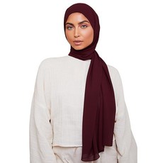 VOILE CHIC 여성용 프리미엄 시폰 히잡 스카프 - 미끄럼 방지 이슬람 헤드 랩 히잡 모카 브라운 버건디 블랙 3개입 141763