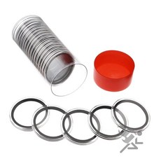 (1) Airtite 코인 홀더 보관 컨테이너 & (20) 블랙 링 41mm 에어타이트 캡슐 233164, (1) Airtite 코인 홀더 보관 컨테이너 & (2