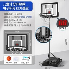 兒童成人可升降籃球架 戶外家用室內投籃框, 1個, 加厚板2米計分款實心籃筐+2球,雙底座