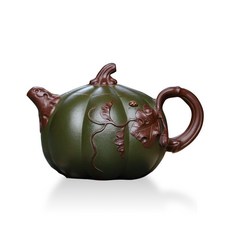 紫砂南瓜壺 功夫茶具 墨綠泥, 1個