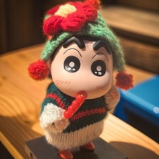 臺灣出貨 新衣可愛小新糖葫蘆蠟筆小新創意擺件公仔裝飾手作diy, 1個, 綠釉釉小新