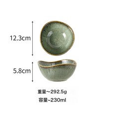 DFMEI 陶瓷餐具家用碗碟套裝復古盤子飯碗餐盤湯碗菜盤, 1個, 窯變珊瑚綠-三角型碗:如圖