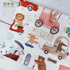 玩布布 幼兒園手帕/圓形手帕夾/擦手巾 - 可愛造型、柔軟親膚、吸水速乾, 1個, 車車動物園, 車車動物園