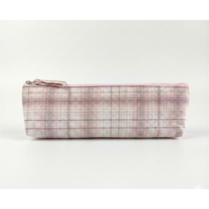 모로 빈티지 체크 필통 파우치 귀여운 펜슬케이스 심플한 필통, 1개, 핑크