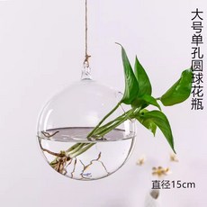 수경재배용 인테리어 소품 디자인 원형 플랜테리어 화병, 원형 구 15cm+마끈