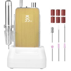 아크릴 젤 네일을 위한 전문 휴대용 네일 드릴 2-in-1 AZ GOGO 35000RPM 충전식 무선 전기 드릴 - 60W 코어리스 모터 콰이어터 살롱 앤 홈용 고효율 프로