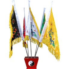 onyou 오방기 깃발 세트 점술 역술 셀프 운세점치기, 1개, 대형 오룡 깃발