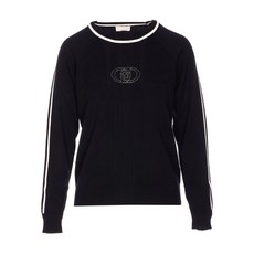 리우조 크리스털 장식 크루 넥 스웨트셔츠