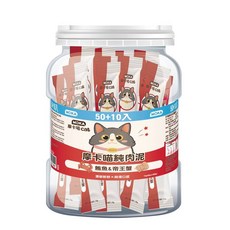 MOKA 摩卡喵 鮪魚佐帝王蟹 純肉泥 桶裝 60入, 900g, 1個, EMK-C204 鮪魚佐帝王蟹
