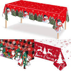 크리스마스 테이블보 산타 눈사람 루돌프 레드 비닐 일회용 식탁보 홈파티 행사용 테이블 장식 소품, 체크