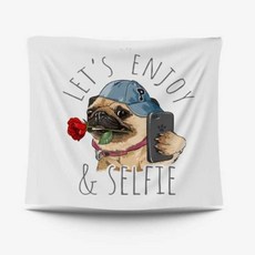 벽공간인테리어 패브릭 포스터 셀피불독 그림포스터, 소 95X73cm