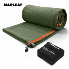 MAPLEAF 폴라폴리스 침낭 라이너 겨울 동계 캠핑 이너침낭 양방향 지퍼 무릎 담요 세탁가능, 1개, Green-185x80cm