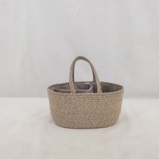 기저귀 수납바구니 모듈형 휴대용 다용도 손잡이 직사각 정리함 인테리어용 플라스틱 보관함, 1개, 브라운 38x25x17