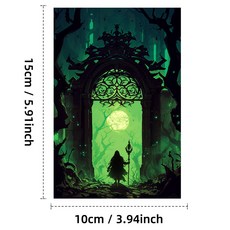 萬聖節女巫卡片 霓虹風格 節日禮物 賀卡留言卡 50張, 1個