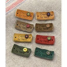 63-275 이태리 미니버튼 핸드메이드 워싱 가죽라벨, 베이지, 1개