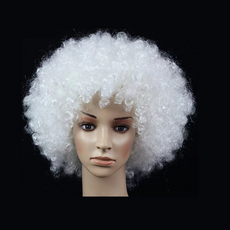 肥婆奶奶 爆炸頭假髮 彩色假髮 萬聖節 表演用假髮 小丑 爆炸頭假髮 爆炸假髮 cosplay道具 角色扮演 表演道具, 白色, 1個