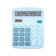 12 자리 전자 계산기 태양열 계산기 홈 오피스 학교 재무 회계 도구 용 이중 전원 공급 장치 계산기, Blue, 01 Blue