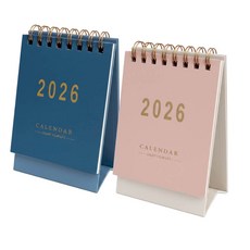 깔끔더하기 2026년 달력 미니 탁상 캘린더, 2개, 블루-핑크 2개, 블루-핑크