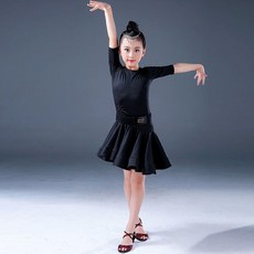 兒童拉丁舞服裝 女童練舞服 比賽演出舞蹈裙 練功服