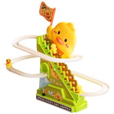 卡通鴨鴨自動軌道爬梯玩具 軌道車 滑梯玩具 益智玩具 兒童聲光電動玩具, Q版加油鴨(音樂版12首歌9隻小鴨)