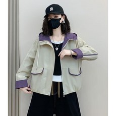 韓系撞色連帽衝鋒衣外套