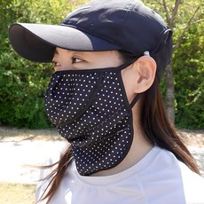 자외선차단 3단 여름마스크 kc인증 알레르기검사, 도트 블랙