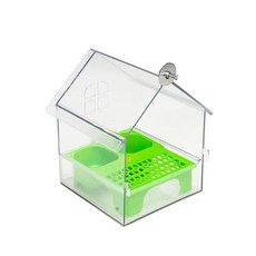 全景屋頂鳥用餵食器 多功能開放式鳥食盆 透明可拆卸鳥用沐浴盆, 鳥用餵食器（透明綠）, 1個