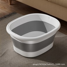 哆哆購 摺疊泡腳桶 便攜式洗腳盆 過小腿 學生宿舍用, 1個, 足浴桶灰色-無蓋