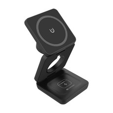 mimax 無線磁吸充電器 X39 多功能折疊充電座, 黑色, 1個