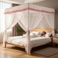 한이 체크 모기장 여아캐노피