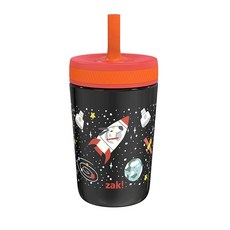 Zak Designs DreamWorks Gabby's Dollhouse Kelso 용 컵 여행 또는 가정용 355ml(12온스) 진공 단열 스테인리스 스틸 빨대 누출 방지, Spaceships