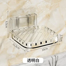 흡입 컵 트레이 자체 배수 비누 상자 펀치없는 플라스틱 샤워 비누 홀더 휴대용 건조 랙 욕실 비누 접시, 01 Clear