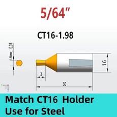 로터리 브로칭 도구 펀칭 커터 샹크 내부 육각형강철용, 1개, 2. CT16-H1.98mm