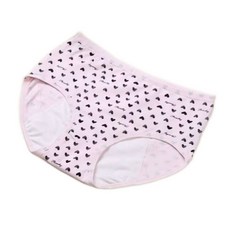 褲公主 兒童生理褲 童生理褲 少女生理褲 純棉中腰無痕抗菌生理褲 生理期內褲, 粉紅愛心