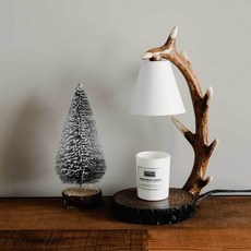 UDlab 鹿角造型融蠟燈 附杯香薰蠟燭 臥室書桌裝飾 融燭燈 調光熔蠟燈 檯燈 小夜燈 禮物 CB-H04010, 鹿角造型融蠟裝飾燈+雪松鼠尾草蠟燭