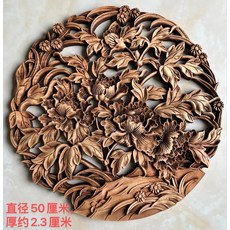 香樟木 無邊牡丹花 仿古木雕 直徑50釐米, 如圖所示, 1個