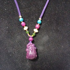 天然玉化皇家紫舒俱來貔貅項鍊，招財納福，保平安健康，提升個人魅力, 1個