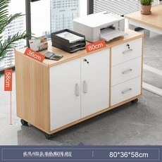 [아워스 마켓] 이동식 책상서랍장 사무실 수납 캐비닛 서랍 철제 선반, 3서랍 2도어 체리우드