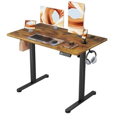 퍼맥스 전기 스탠딩 데스크 45 x 24 인치 시트 스탠드 업 데스크 시트 스탠드 높이 조절 가능 홈 오피스 데스크 4 높이 위치 메모리 - 스플라이스 보드(러스틱 브라운, Rustic Brown, 40