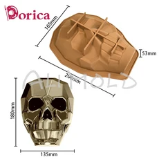 3D 광대 해골 마스크 무스 케이크 몰드 초콜릿 실리콘 DIY 할로윈 유령 석고 모델 주방 제빵기 액세서리, 01 빠른  Mainland, 01 MC 486