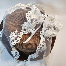 자수 망사 레이스 원단 리본 시스루 130mm 리본 공예 부자재 재료 90cm, 1개, 화이트