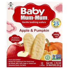 Hot Kid 베이비 Mum-Mum® 부드러운 치아 발육 웨이퍼 사과 & 호박 12팩 웨이퍼 2개 Kid (핫키드), Hot Kid, 베이비 Mum-Mum®, 부드러운 치