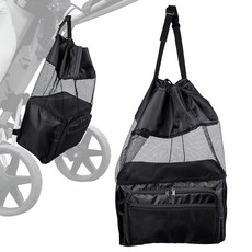 [ 1098378 ] T TGBROS 범용 골프 푸시 카트 액세서리 - 지퍼 포켓이 있는 확장 가능한 메시 보관 가방 풀 카트용 뒷면 연장 네트 오거나이저 (블랙)