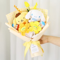 산리오 프렌즈 킨더조이 인형꽃다발 인형2개, 폼폼푸린+시나모롤