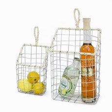 다용도 와이어 수납 바구니 손잡이형 철제 정리함 주방 과일 소품 보관
