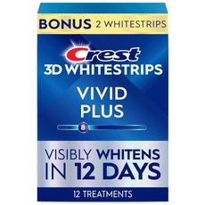 크레스트 3D 화이트 스트립스 치아미백 키트 비비드 플러스 1시간 익스프레스 추가 구성, 12개