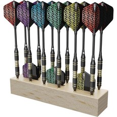 씨라이프 다트 스탠드 벽걸이 목재 홀더 12개 디스플레이스테이션 강철 및 소프트 팁 저장용 블랙, Natural Wood Color